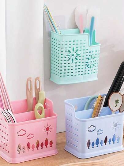 1pc Multi-Compartment Cutlery Organizer, Large Capacity Utensil Storage Box, Wall-Mounted Chopstick Holder, Kitchenware Storage Rack, Suitable For Kitchen Utensil Organization