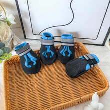 4pcs/Set Soft Bottom Anti-Slip Dog Shoes For Medium To Large Dogs, Suitable For Golden Retriever, Border Collie, Beagle, Chow Chow, Walkable - Blue - View 4