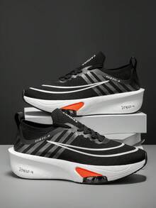 L.S.W.P Men's Road Running Shoes, Featuring Carbon Fiber Plate Technology - Lightweight Cushioned Sports Sneakers, Non-Slip TPU/Rubber Outsole, Breathable Design, Suitable For Marathon, Gym Training - Unisex For Men, Women & Teens, All-Season Performance Shoes, Fitness Workout Trainers, Dynamic Colors, Secure Fit, High-Efficiency Footwear, Active Lifestyle - Black - View 19