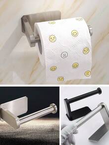 1 cái giá đựng giấy vệ sinh bằng thép không gỉ dán tường, chống thấm nước, phụ kiện phòng tắm, gắn tường, không cần khoan, màu đen/bạc/vàng - Nhiều màu - Xem 11