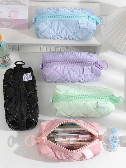 【糖果色】柔软学生文具收纳袋，超柔软大容量铅笔盒笔袋，大号拉链笔袋，学生成人女性旅行化妆品收纳袋