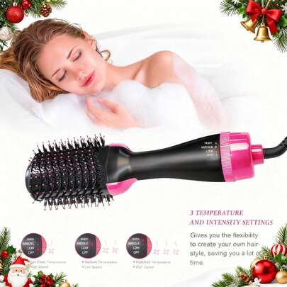US New Hair Dryer And Blow Dryer Brush In One, 3 In 1 Hair Dryer - Quick Dry Technology, Fast Styling, Wet Or Dry, Easy Styling In One Step - Perfect Holiday Gift For Women And Beauty Lovers Compression Wave Curling Iron,Convenient & Comfortable Styling, Negative Ion Hair Curler, Comfortable Grip Curling Iron