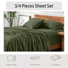 3/4 Pieces Sheet Set, Cooling Sheets For 3 Pieces Twin Sheet Set With Pillowcase, Full/Queen/King Size Bed Set With 4Pieces, Derived From Microfiber, Breathable & Soft, Deep Pocket Up To 16", Hotel Luxury Silky Bedding For Hot Sleepers - L15 - 查看 1