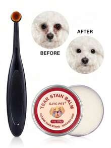 1盎司宠物泪痕预防膏，内含专业刷子，犬猫眼部护理，天然抗泪，温和清洁，有效不刺激（随机发货新旧版本）