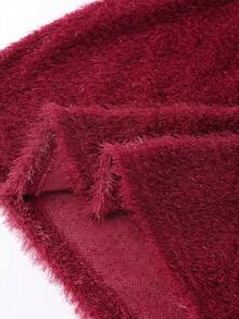 Fustă de damă cu crăpături din blană artificială și sclipici, la modă și versatilă, subțire și elegantă - Burgundia - Vizualizare 4