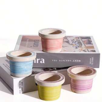 2个釉面多肉植物花盆，创意裂纹彩虹边设计，简约绿色植物盆栽容器，适用于房间、卧室、家居、办公室装饰，圣诞节、万圣节、复活节、节日装饰，男女皆宜的完美礼物