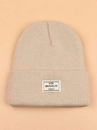 1pc Women's Casual Letter Beanie Hat, Brimless, Winter