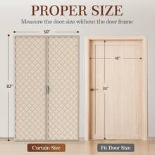 Magnetic Thermal Insulated Curtain 36x82, Curtain Size 38x84, All-Season Draft Stopper With 300D Oxford Fabric & Cotton Fill, Thermal Door Cover Year-Round Use - 淺褐色的 - 查看 7