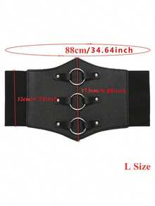 1 pieza Cinturón con hebilla redonda, adecuado para fiestas, vacaciones y uso diario - Negro - Ver 4