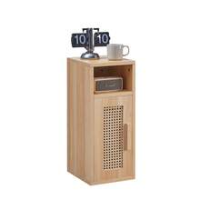 OCTTZ Rattan Bedside Tables, Narrow Side Tables, Boho Nightstands With Magnetic Cabinet Doors, Wooden Nightstands For Living Room, Office, Bedroom, Natural Color - 隔間 - 查看 8