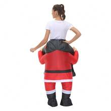 Inflatable Santa Claus Costume Adult Ride On Elves Costume Fancy Funny Elves Costumes Christmas Halloween Blow Up Costumes - Red - View 6