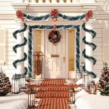 1 pieza Decoración colgante de listón metálico para árbol de Navidad de 3m/5m de largo, con puntas metálicas en rojo, verde y escarcha, guirnalda de fiesta de celebración de Año Nuevo y Navidad, decoración para interiores y exteriores, suministros para fiesta disco - Multicolor - Ver 5