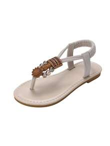 1双时尚波西米亚风魔术贴凉鞋，舒适耐穿的沙滩凉鞋，优雅甜美的沙滩鞋 - 白色 - 查看 16