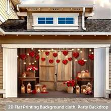 2D Plano, 1 Pieza Fondo de fotografía del Día de San Valentín con puerta de madera antigua, rosa roja y fondo floral para retrato de amantes, regalo, ducha, cumpleaños, decoración de banner - 1 pieza - Ver 11