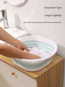 1pc Foldable Collapsible Wash Basin, Minimalist Fashion Design, Flexible Material, & Odorless, Crease-Resistant, Space-Saving, Lightweight & Portable, Easy To Clean, Suitable For Home, Bathroom, Kitchen, Dorm Use - Multicolor - View 6