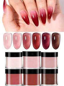 6色渐变法式美甲美足套装，天然浸粉，沙龙品质DIY美甲，适合家庭使用，持久新手套装，易于涂抹（粉色、裸色、棕色、米色） - 彩色 - 查看 10