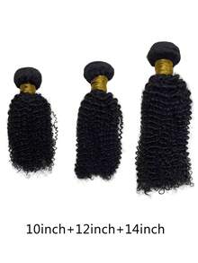 1/3 pachet extensii de păr uman afro creț, virgin, neprocesat, culoare neagră naturală, extensii de păr creț, extensii de păr uman creț, culoare neagră naturală, pentru femei, toate etniile, versatilitate în coafare, bucle voluminoase, pachete de păr uman afro creț