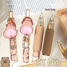 3支/1支 水豚屁股挤压减压卡通创意圆珠笔（黑色墨水）