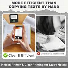 Mini impresora térmica, impresora de teléfono con calcomanía sin tinta con 10 rollos de papel, Bluetooth Print Pod Note Buddy, impresora portátil de bolsillo para fotos, diarios, bricolaje, compatible - 1 - Ver 4