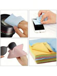 1/5/10/20 Pcs Ultra Fine Microfiber Cleaning Cloths, Suitable For Glasses, Camera Lenses, Smartphone Screens, Statues, Jewelry And Glassware. Thick And Soft, Odorless, Random Colors, Christmas Theme. - Multicolor - View 3