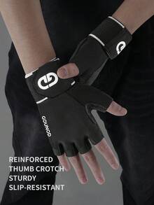 GOUNOD 男女健身手套，抓握力极佳的举重手套，轻便健身手套，适合骑自行车、锻炼、训练、拉力、健身、攀岩和划船。，适合骑自行车、骑摩托车和滑雪，黑色手套 - 黑色 - 查看 5