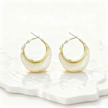 1Pair Elegant Golden Hollow Rhinestone Dangle Earrings For Women Geometric Grid Design Jewelry Fashionable Women's Accessories Suitable For Wedding Banquet - 銀色 - 查看 2