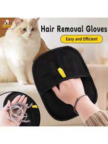 3/2/1 pieza Guantes de eliminación de pelo estático para mascotas grandes mejorados - Guantes de aseo para gatos de polipropileno negro con decoración amarilla, eliminación eficiente de pelo y caspa de gatos y perros, herramientas de aseo esenciales para mascotas | Accesorios para mascotas de moda | Guantes de cuidado duraderos, Guantes de aseo para mascotas, Adecuados para gatos y perros, limpieza de ropa, eliminación de pelo de sofá, limpieza de edredón de algodón, todo el año, regalos