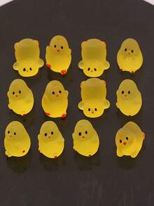 1/10/20pcs Glow-In-The-Dark Mini Resin Chick Figurines, Handmade Cute Creative Chick Decor, Suitable For Crafts, Car Decor, Party Favors, Compact Glowing Mini Chick Ornaments, Vibrant Colors, Slight Color Variation Possible In Bulk Production - Yellow - View 6