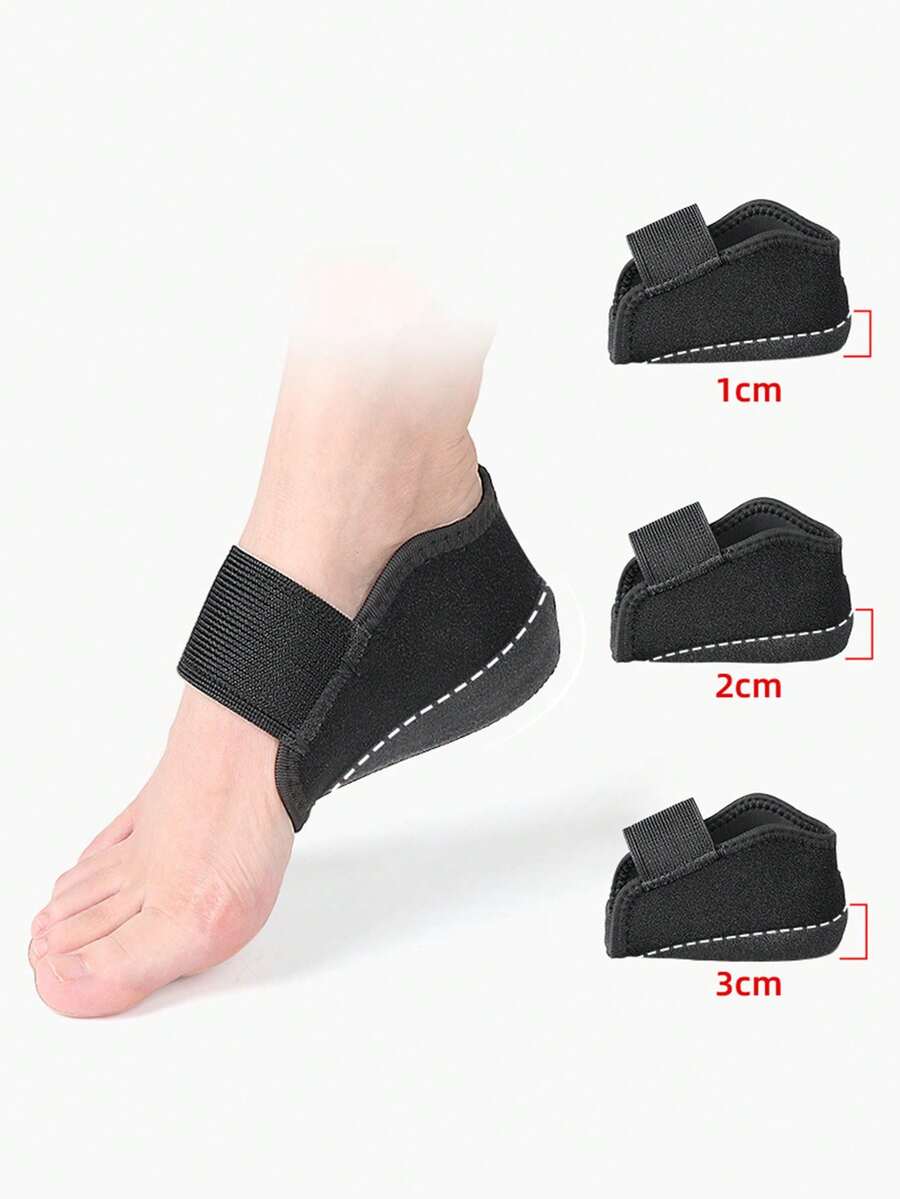 3cm Height Increasing Insoles, Anti-Fatigue, Shock Absorbing Silicone Heel Pads - Black - View 1
