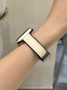 1件中性真皮與矽膠磁吸式錶帶，兼容 ，適用 42mm、38mm、40mm、41mm、44mm、45mm、46mm、49mm 尺寸，時尚智慧手錶替換錶帶，適用 Series Ultra2/1、SE2、SE 11、10、9、8、7、6、5、4、3、2、1 及其他機型，可作為學生返校禮物 - 星光色 - 查看 5