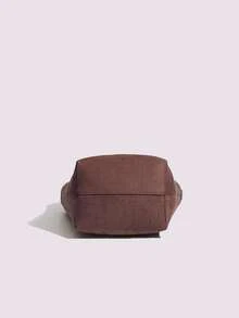 Borsa a secchiello in pelle scamosciata di cervo stile coreano 2025, borsa a tracolla per pendolari di grande capacità, adatta per autunno/inverno - Castano - Visualizzare 8