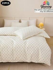 2/3pcs/Set Black White Polka Dot Pattern Duvet Cover Set Easy Care Microfiber Soft Bedding Set Soft Breatheable Wrink-Free Better For Sleep, Luxury Hotel Style, Gift For Mom Dad Friend, Quilt Comforter Duvet Cover*1 Pillowcase*1/2 King Queen Full Twin Size