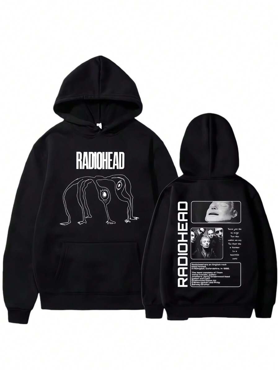 Rock Band Radioheads The Bends Hoodies Men Fashion Hip Hop Vintage Hooded Sweatshirts Casual Oversized Fleece Pullover Streetwear - Black - View 1