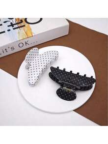 Women Half Moon Hair Clips Set Of 1 Pieces Abstract Polka Dot Design Simple Fashion Casual Cute Acrylic Material Black White Combo Daily Office Wear Bun Fixation No Damage Hair Autumn Winter Season Elegant Claw Vacation Outfit Accessories - Nhiều màu - Xem 3