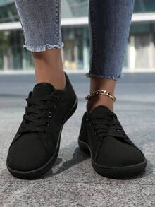 Pantofi sport în aer liber noi, cu croială largă, respirabili, antiderapanți, ușori, casual, pantofi de drumeție desculți pentru bărbați și femei, pantofi de trekking cu vârf rotund, cu șireturi joase - Negru - Vizualizare 5