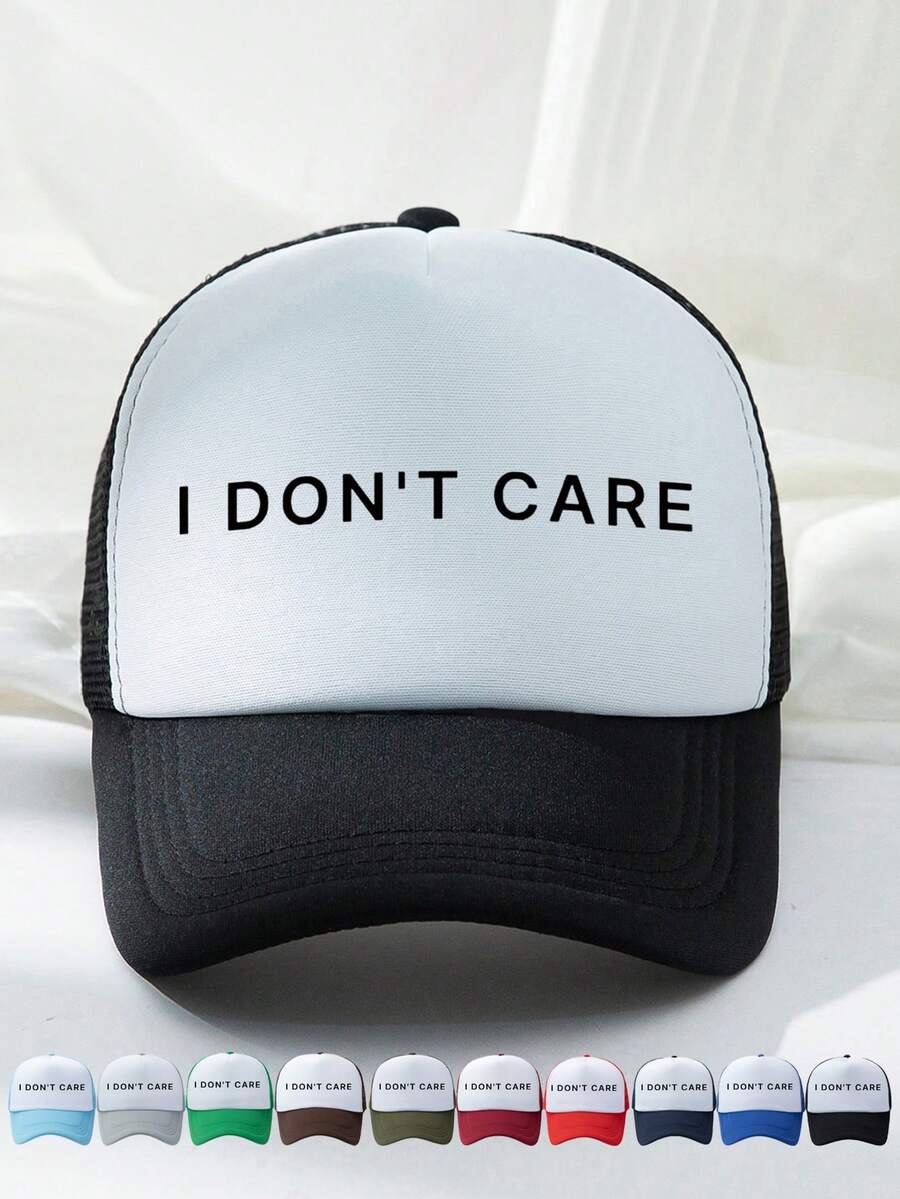 1pc Unisex Outdoor Casual Fashion Breathable Adjustable Size Sun-Shading Trending Slogan Printed Sponge Mesh Baseball Cap, Trucker Hat, Dad Hat, Suitable For Daily Matching, Versatile - A - View 1