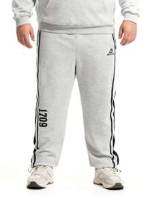 Plus Size Straight Leg Casual Pants, Suitable For Big & Tall Men - Light Grey - View 1