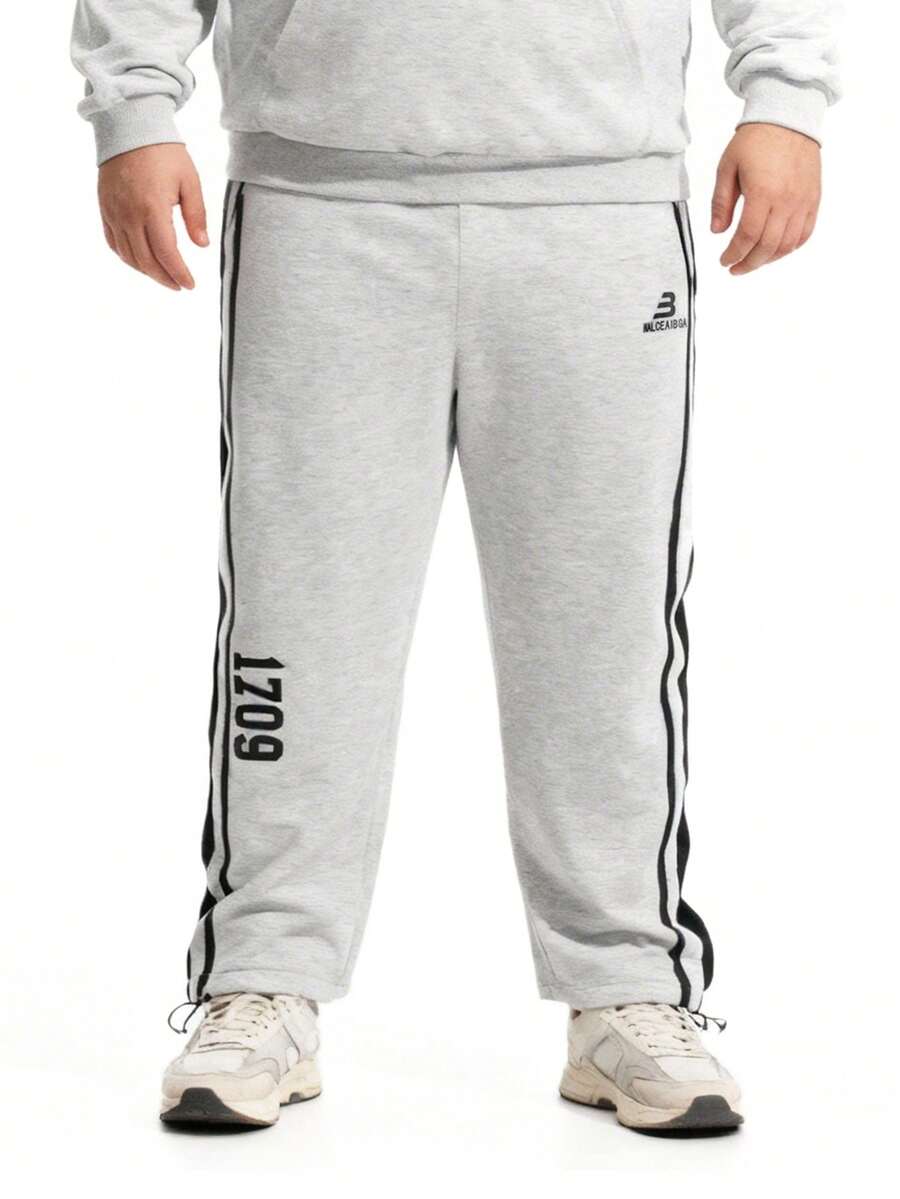 Plus Size Straight Leg Casual Pants, Suitable For Big & Tall Men - Light Grey - View 1