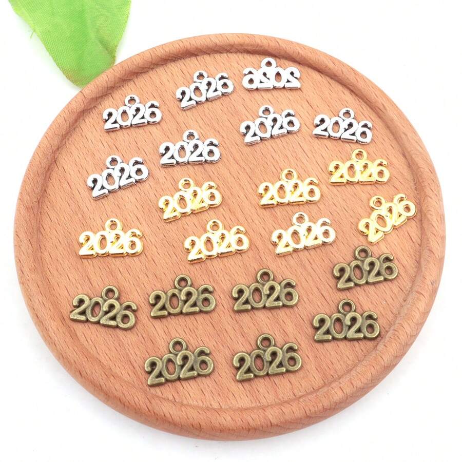 48个/98个2026数字吊坠，尺寸0.9*1.4厘米，合金数字吊坠标签2026，用途广泛，适合珠宝制作 - A5660 - 查看 1