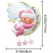 yGenerico Decoraciones Navideñas Esferas De Resina Primer Navidad del Bebe Colgante Árbol Navideño Decoracion Familiar Espejo Retrovisor Invierno Guirnalda Chimenea - Rosa - Ver 5