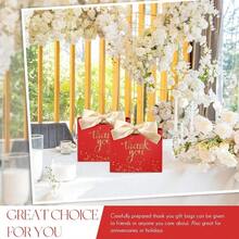 D24 Pcs Mini Thank You Gift Bags Bulk Christmas Thank You Bags With Ribbon Handles 4.6 X 1.8 X 3.9'' Small Wedding Gifts Bag Goodie Guest Baby Shower Party Plies Red - 紅色 - 查看 5