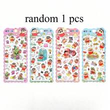 正品蜡笔水晶泡沫贴纸，可爱卡通人物，俏皮可爱，适用于树脂涂层奖励贴纸，可用于装饰笔记本和手机，增添趣味设计。