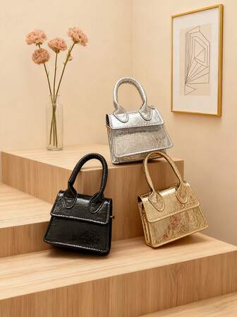 1pc This Stylish And Minimalist Mini Handbag Features A Pu Magnetic Closure, A Glossy Finish, And A Diamond-Patterned Design. Its Unique And Versatile Design Allows For Easy Matching With Various Styles. The Adjustable Shoulder Strap Makes It A Great Everyday Accessory, Perfect For Teenagers, Ideal For Shopping, Commuting, And General Use. It Also Makes A Wonderful Gift.