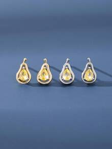 1 Pair S925 Sterling Silver Delicate Zirconia Fruit Stud Earrings, Essential For Commuting And