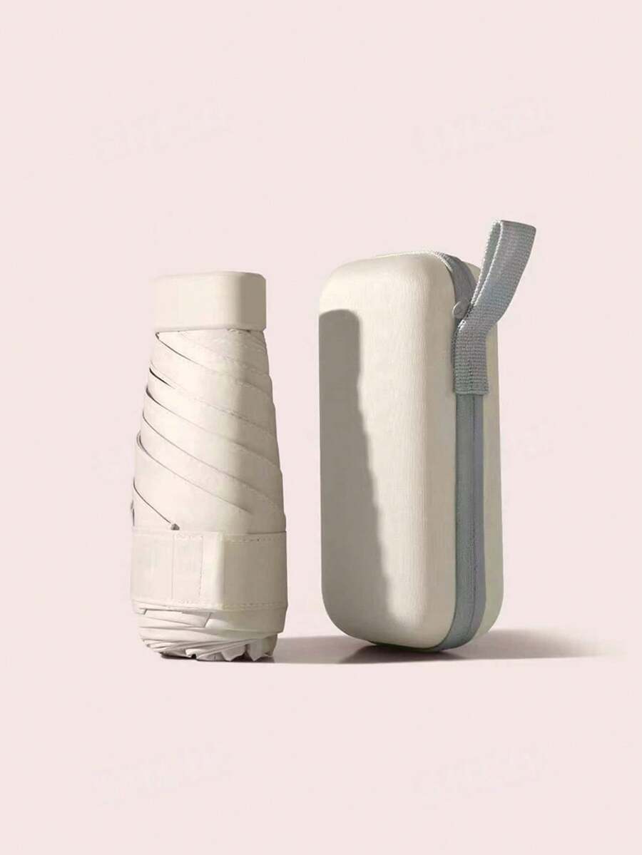 1 pieza Paraguas compacto con protección contra la lluvia y los rayos UV, paraguas de viaje portátil y mini con estuche, selección de primavera y verano, regalos para damas de honor, decoración de habitación, dormitorio, playa, viaje, para hombres, para mujeres, vacaciones - Albaricoque - Ver 1