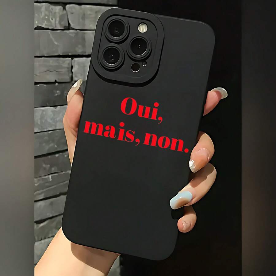 2026 nueva funda de teléfono esmerilada, funda de teléfono con impresión "Oui Mais Non" para iPhone 17 14 13 12 11 Pro Max y  Galaxy S23 S22 S21 S20, protector de teléfono, funda de pareja, regalo para novio, novia, San Valentín, regalo de cumpleaños - Negro - Ver 1