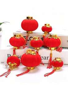 10/20/30Pcs Mini Chinese Lantern Flocking Small Red Lanterns DIY Spring Festival Wedding New Year Decorations Scene Layout Supplies - Multicolor - View 7