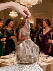 时尚优雅的镶钻晚宴手提包 - 香檳色 - 查看 10