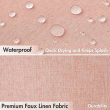 1pc Thick Waterproof Shower Curtain, Pink Faux Linen Shower Curtain With Metal Hooks - Thick, Quick Dry Fabric For Bathroom Privacy And Decor - Watermelon Pink - View 2