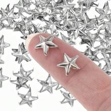 50/100颗/包 金属银色星星铆钉，DIY服装鞋包手工配饰，朋克皮革铆钉尖钉纽扣 - 彩色 - 查看 1